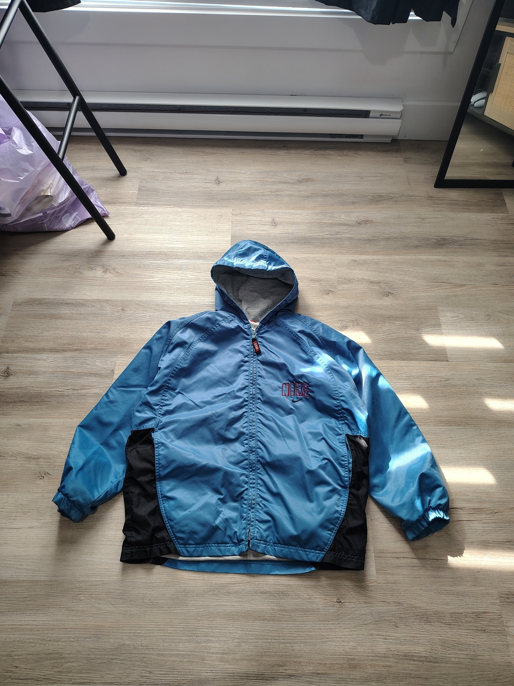 90s Nike Men’s Blue Hooded Windbreaker Jacket
